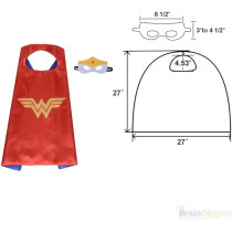 Braingiggles Wonder Woman Cape And Mask Costume Set For Kids, Superhero Cape Cosplay Costume