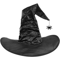 Braingiggles Halloween Hat Witch Costume For Girls And Women, Scary Costume Witch Hat With Hanging Spider (Black)