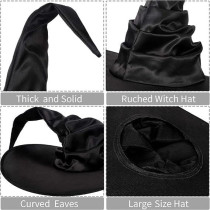 Braingiggles Halloween Hat Witch Costume For Girls And Women, Scary Costume Witch Hat With Hanging Spider (Black)
