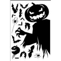Braingiggles Scary Spooky Ghost Monster Shadow Window Wall Sticker For Halloween Decorations (Black - Pumpkin Sticker)