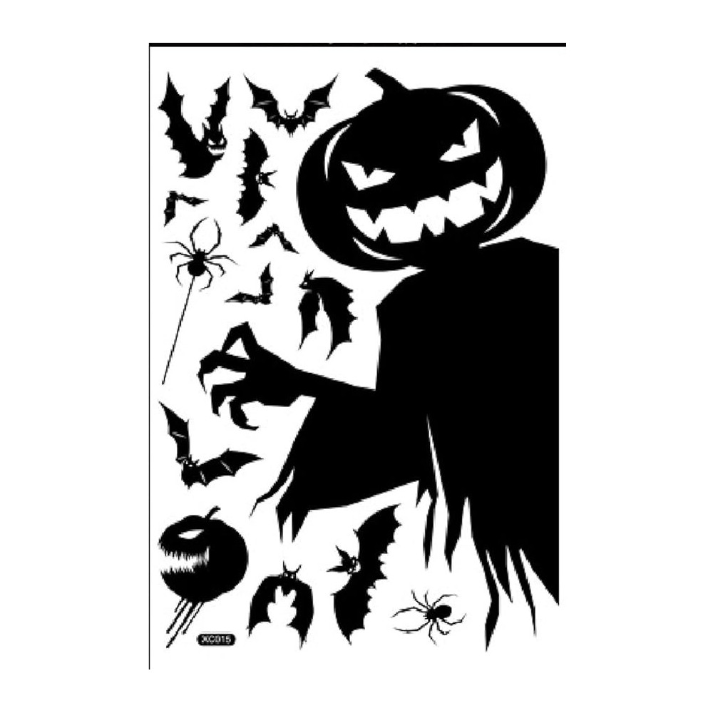 Braingiggles Scary Spooky Ghost Monster Shadow Window Wall Sticker For Halloween Decorations (Black - Pumpkin Sticker)