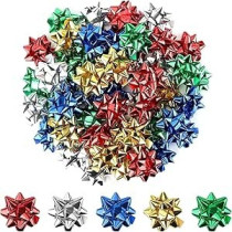 Braingiggles Star Gift Bows For Gift Wrapping Presents Birthday Perfect For Holiday Decorations, Pack Of 50