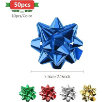 Braingiggles Star Gift Bows For Gift Wrapping Presents Birthday Perfect For Holiday Decorations, Pack Of 50
