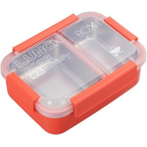 Braingiggles Stainless Steel 2 Compartments Bento Lunch Box With Removable Inner Tray, Insulated, Leak Proof Bento Box For Kids, Adults, Orange