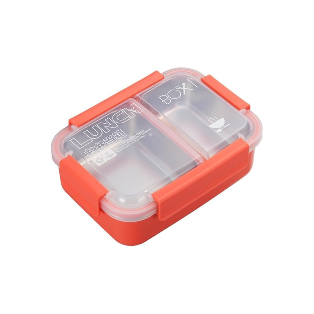 Braingiggles Stainless Steel 2 Compartments Bento Lunch Box With Removable Inner Tray, Insulated, Leak Proof Bento Box For Kids, Adults, Orange