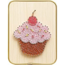 BrainGiggles All Inclusive 3D DIY String Art Kit for Adults and Kids, Arts and Crafts for Kids Ages 8-12, Complete DIY Kit for Girls on Birthday, Eid, Christmas(Cupcake String Art)