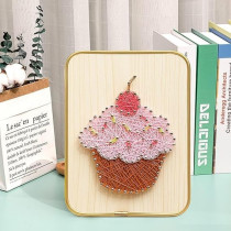 BrainGiggles All Inclusive 3D DIY String Art Kit for Adults and Kids, Arts and Crafts for Kids Ages 8-12, Complete DIY Kit for Girls on Birthday, Eid, Christmas(Cupcake String Art)
