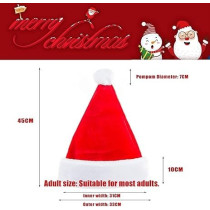 Woeau Unisex Soft Plush Velvet Santa Claus Hat with Red Father Extra Thicken Comfort Classic