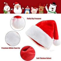 Woeau Unisex Soft Plush Velvet Santa Claus Hat with Red Father Extra Thicken Comfort Classic