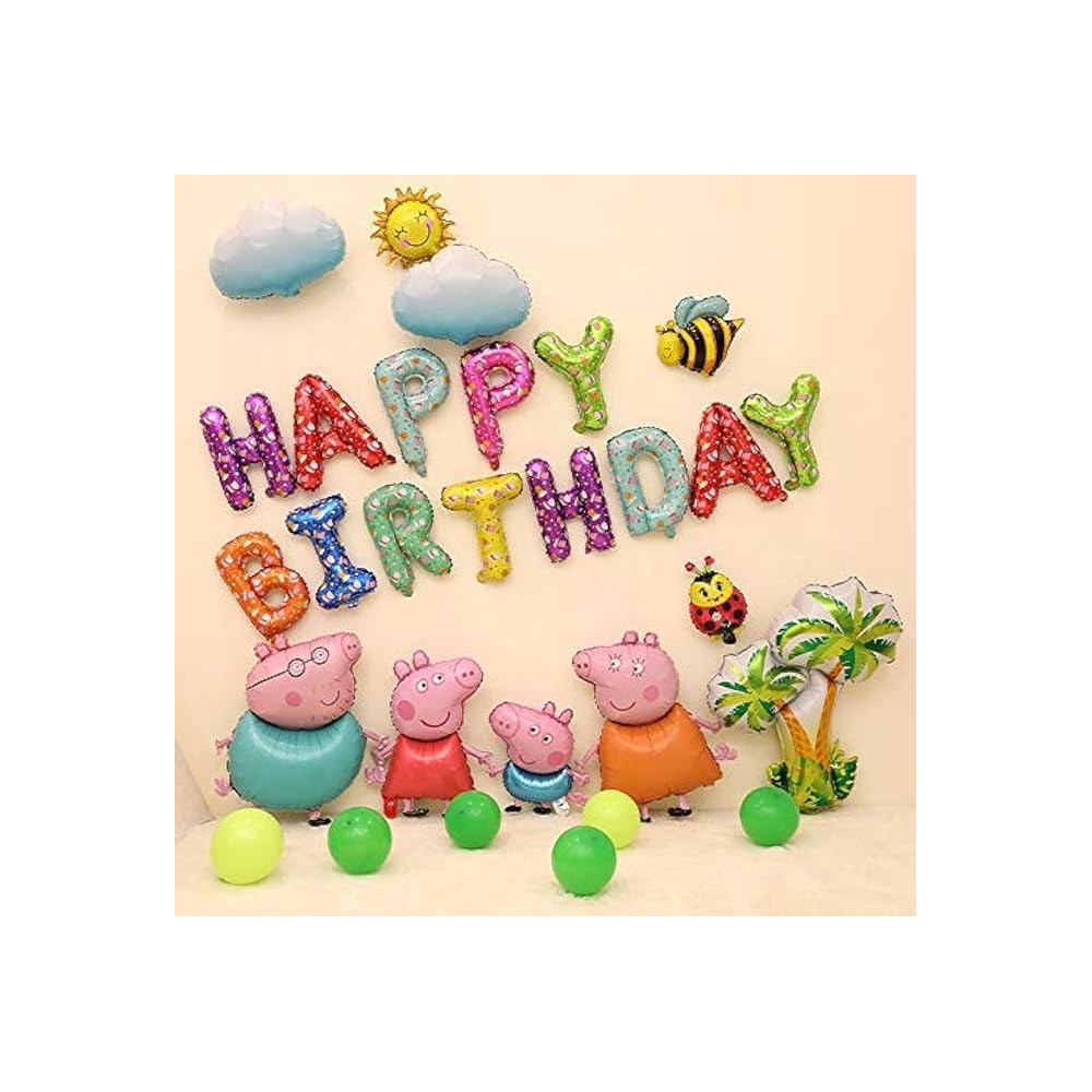 Brain Giggles Peppa Pig Theme Happy Birthday Decoration Kit Party Supplies, 13 Pieces