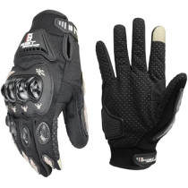 Bikekit Touchscreen Motorcycle Full Finger Gloves For Men And Women, Black, Extra Large