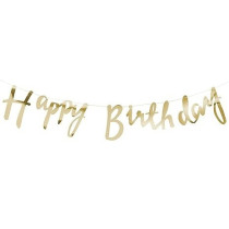 Brain Giggles Metallic Happy Birthday Banner For Birthday Decorations, Gold
