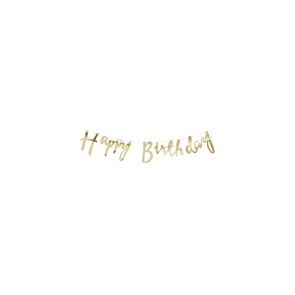 Brain Giggles Metallic Happy Birthday Banner For Birthday Decorations, Gold