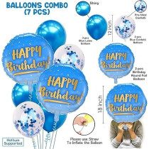 Brain Giggles Printed Balloons Birthday Decoration, 7 Pieces, Blue