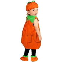 Brain Giggles Halloween Costume For Kids Pumpkin Romper Set With Hat And Pair Of Shoes
