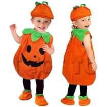 Brain Giggles Halloween Costume For Kids Pumpkin Romper Set With Hat And Pair Of Shoes