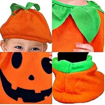Brain Giggles Halloween Costume For Kids Pumpkin Romper Set With Hat And Pair Of Shoes