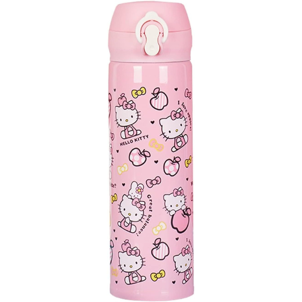 Brain Giggles Steel Flask Insulated Thermos Stainless Steel For Kids, 500 ml, Kitty Pink
