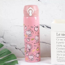 Brain Giggles Steel Flask Insulated Thermos Stainless Steel For Kids, 500 ml, Kitty Pink
