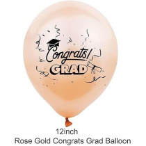Brain Giggles Graduation Balloons Set Of 15 Pieces, Rose Gold, Black