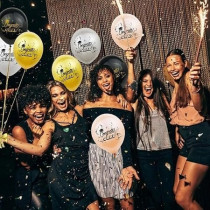 Brain Giggles Graduation Balloons Set Of 15 Pieces, Rose Gold, Black