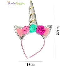 Brain Giggles Silver Unicorn Headband For Girls