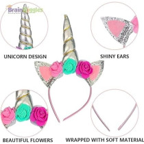 Brain Giggles Silver Unicorn Headband For Girls
