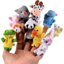 Brain Giggles 10 Pieces Soft Plush Animal Finger Puppets Set