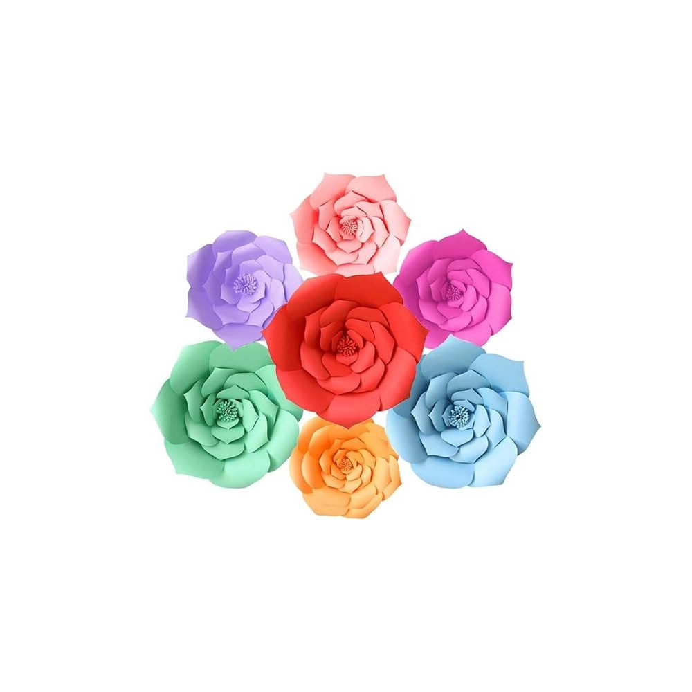 Brain Giggles 4 Pieces Multicolour DIY Rose 3D Paper Flower Decoration For Wedding Birthday Home Party Celebration