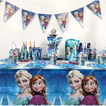 Brain Giggles Frozen Birthday Plates And Cups Set, 136 Pieces