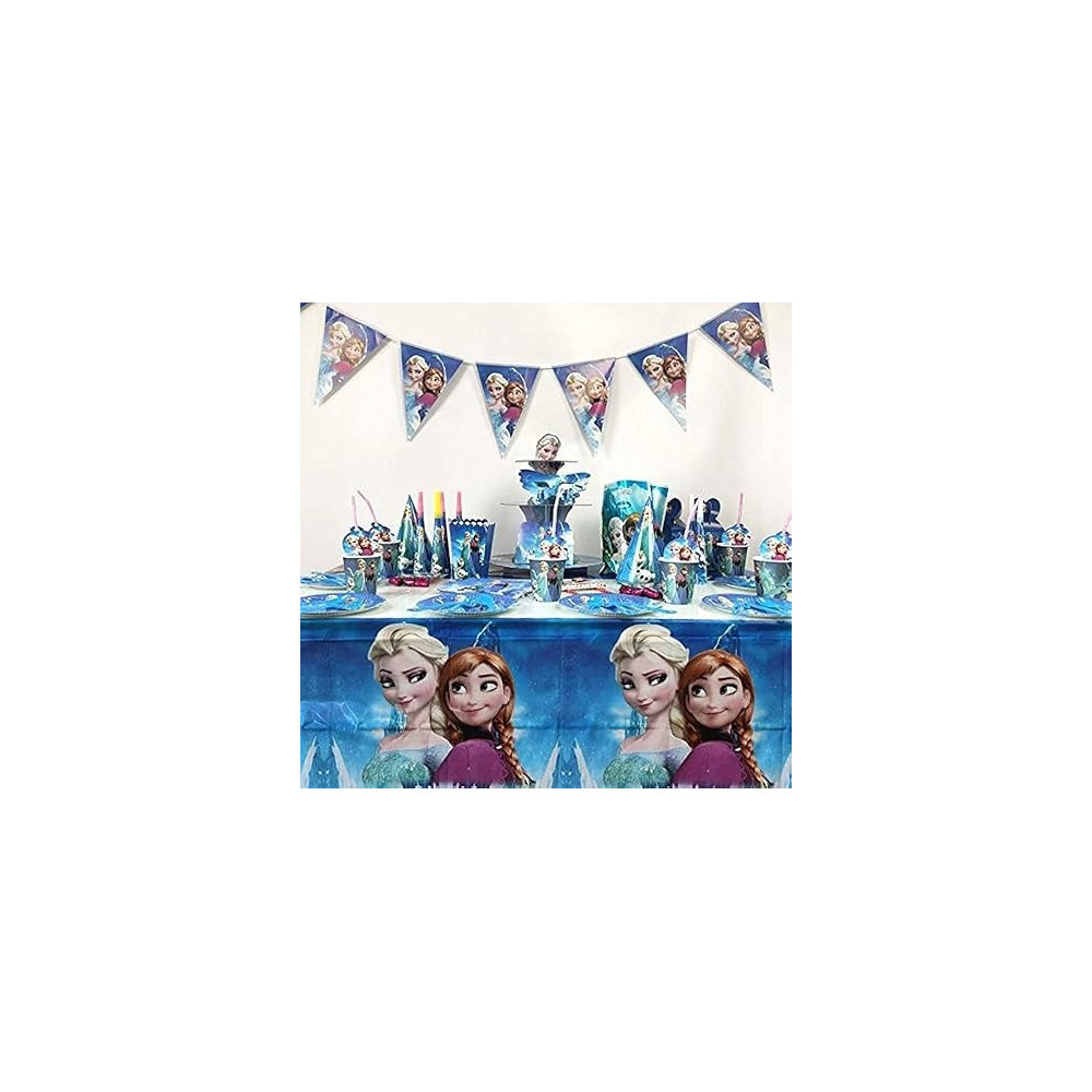Brain Giggles Frozen Birthday Plates And Cups Set, 136 Pieces