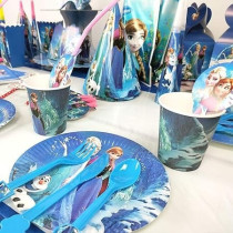 Brain Giggles Frozen Birthday Plates And Cups Set, 136 Pieces