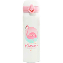 Brain Giggles Flamingo Steel Flask Insulated Thermos Stainless Steel For Kids, 500 ml