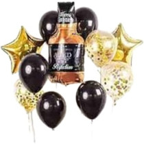 Brain Giggles Black And Gold Birthday Balloon Set Perfect For Birthday Decoration