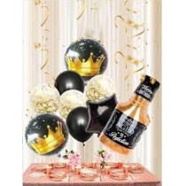 Brain Giggles Black And Gold Birthday Balloon Set Perfect For Birthday Decoration