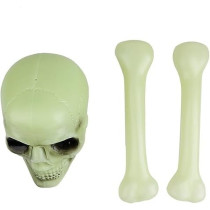 Brain Giggles Glow In The Dark Plastic Skull Bone Halloween Decoration