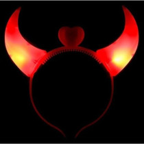 Brain Giggles Red Glowing LED Devil Horns Headband Halloween Accessory/Prop For Kids And Adults, Plastic Head Boopers For Cosplay And Costume Fun