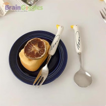 Brain Giggles Kids Cutlery Set With Case, Stainless Steel Bpa Free Spoon And Fork Set, Ideal For School, Travel, And Lunch Box, Toddler Children Tableware With Cutlery Case, Yellow