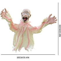 Brain Giggles Hanging Scary Doll Props For Halloween Horror Indoor Outdoor Garden Decoration, White
