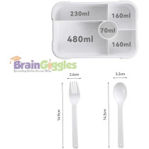 Brain Giggles Bento Lunch Box -Leakproof, Bpa-Free, Airtight Tiffin With Spoon And Fork- 5 Compartments, 1100Ml, Microwave Safe Bento Box For Kids And Adults, Ideal For School And Office, Blue