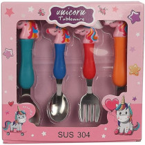 Brain Giggles Brain Giggles Unicorn Theme Spoon And Fork Set For Kids