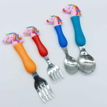 Brain Giggles Brain Giggles Unicorn Theme Spoon And Fork Set For Kids