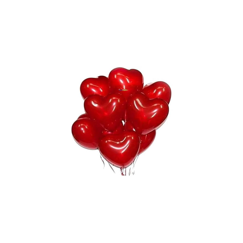 Brain Giggles Red Heart-Shaped 10-Inch Latex Balloons, Valentines Day Decoration, Perfect For Party Decoration, 50 Pieces