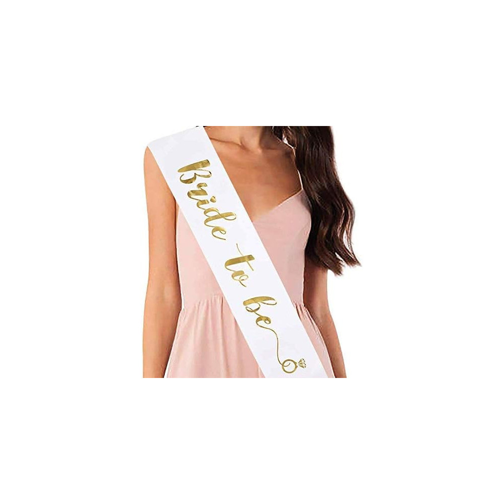 Brain Giggles Brain Giggles Bride To Be Sash Bachelorette Party Sash Bachelorette Party Decorations Party Favors Accessories Bridal Shower Decorations Engagement Party Decoration, Gold/White