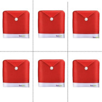 Brain Giggles Brain Giggles Christmas Chair Cover, Home Decor Seat Cover For Christmas, Festival And Party, Set Of 6, Santa Hat Cover