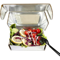Insulated Silver Food Packaging Box With Clear Window, 16 x 12 x 5 Cm Insulated Food Box With 11 x 8 Cm Clear Window, Disposable Food Storage Containers For Hot And Cold Food Delivery, Pack Of 6