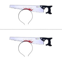 Brain Giggles Halloween Costume Scary Fake Weapon Headband For Kids Adults Halloween Headwear Horror Fancy Party Halloween, Silver, Bloody Saw Headband