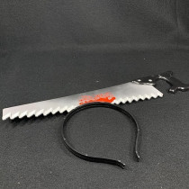 Brain Giggles Halloween Costume Scary Fake Weapon Headband For Kids Adults Halloween Headwear Horror Fancy Party Halloween, Silver, Bloody Saw Headband