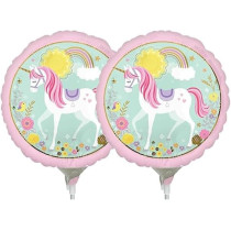 Brain Giggles 2Pcs Unicorn Foil Balloon, 16 Inch Large Unicorn Round Balloon, For Unicorn Theme Party Supplies, Baby Shower, Home Office Decor, Birthday Backdrop