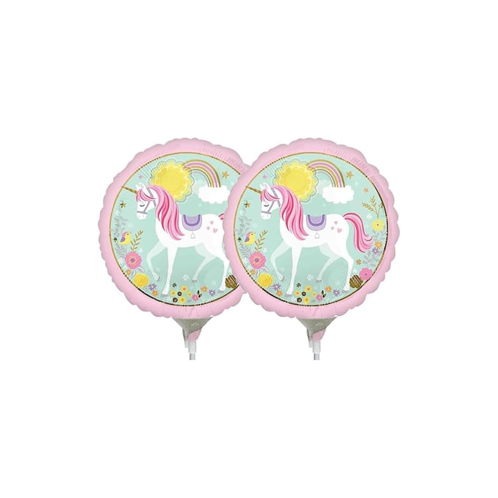 Brain Giggles 2Pcs Unicorn Foil Balloon, 16 Inch Large Unicorn Round Balloon, For Unicorn Theme Party Supplies, Baby Shower, Home Office Decor, Birthday Backdrop